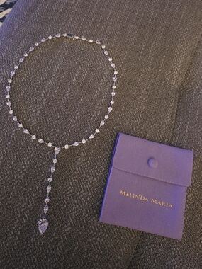 Melinda Maria Clear Crystal Y-Drop Necklace with Tear Pendant